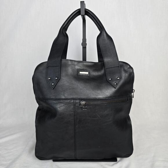 Adidas Leather & Cotton Satchel Bag Black T04TDWM900057 - Picture 1 of 16